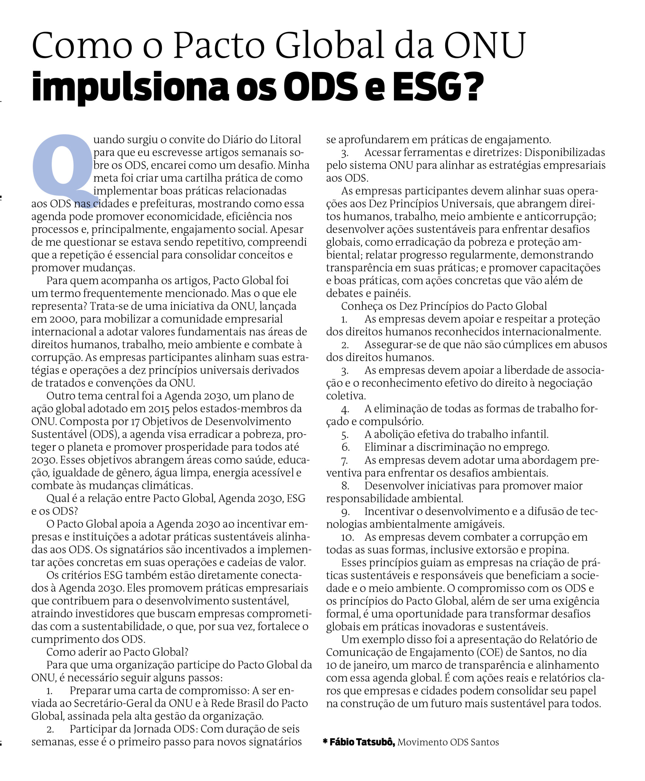 Artigo ODS no DL: Como o Pacto Global da ONU impulsiona os ODS e ESG?