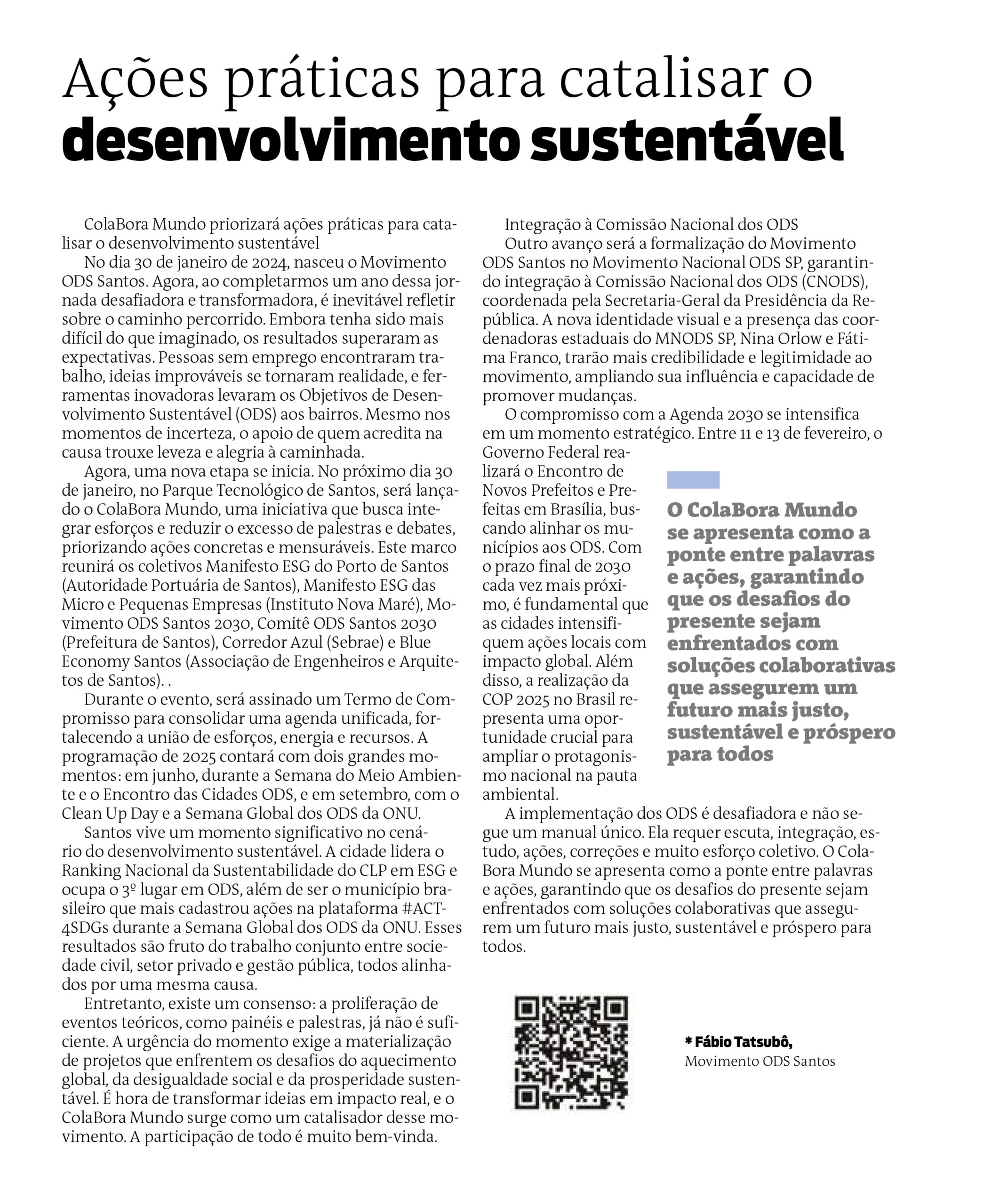 ColaBora Mundo priorizará ações práticas para catalisar o desenvolvimento sustentável