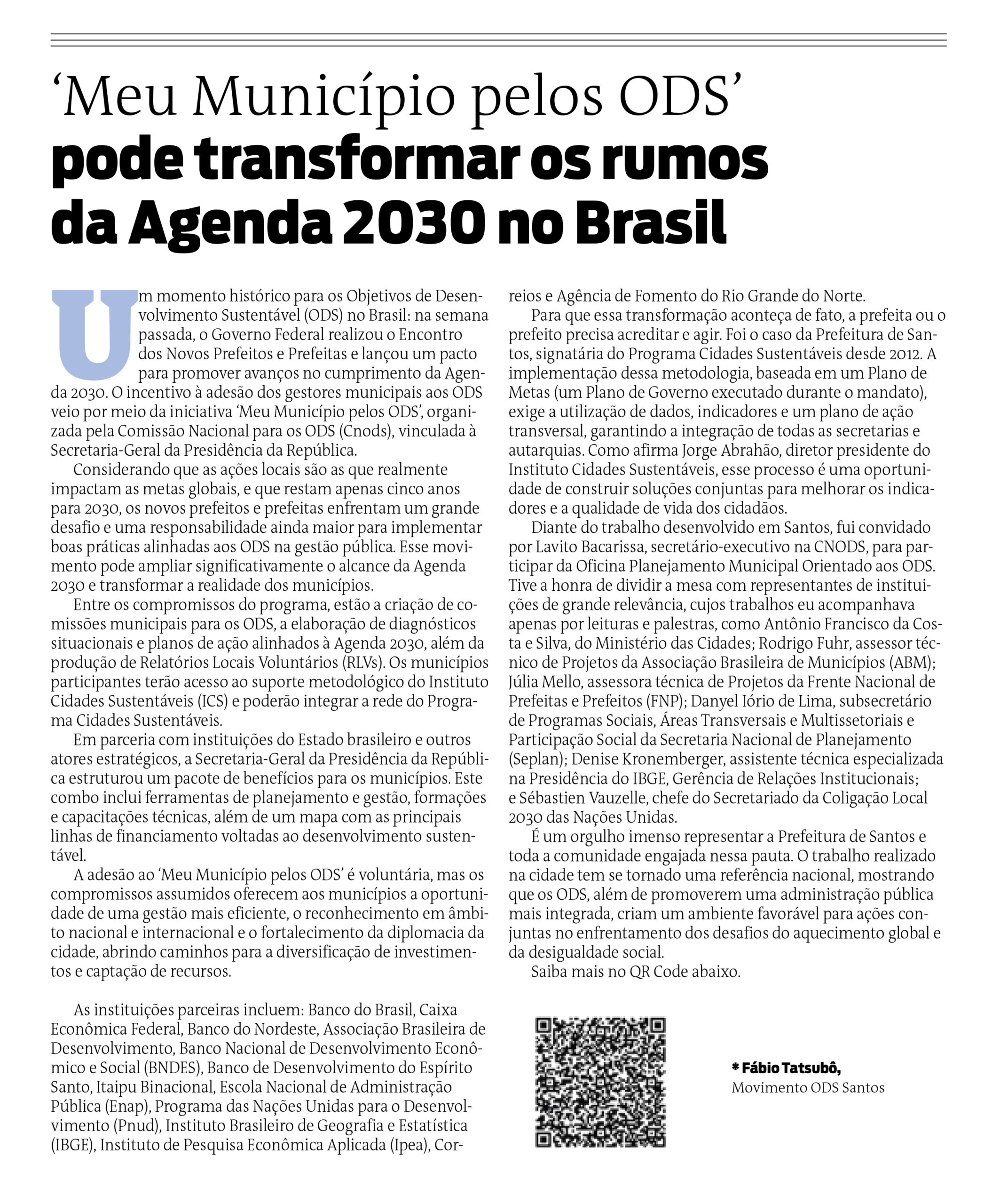 ‘Meu Município pelos ODS’ pode transformar os rumos da Agenda 2030 no Brasil