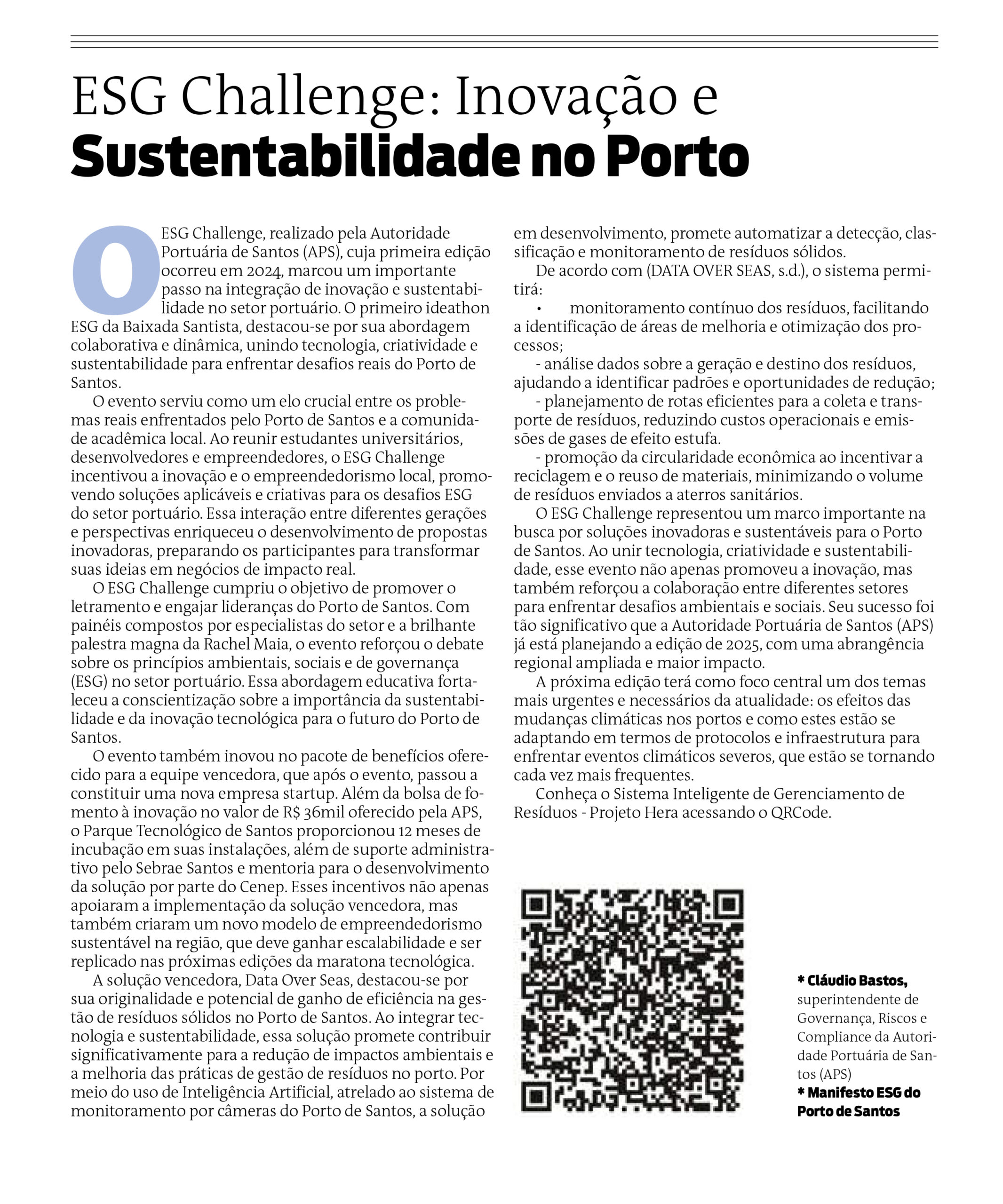 ESG Challenge: Inovação e Sustentabilidade no Porto de Santos