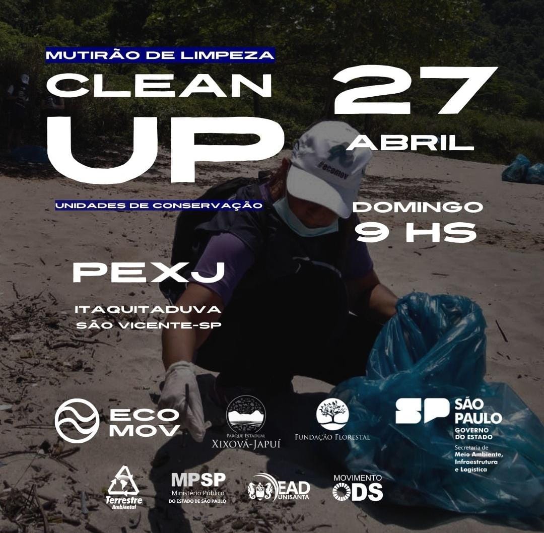 Ecomov promove mutirão de limpeza no Parque Estadual Xixová-Japuí em SV