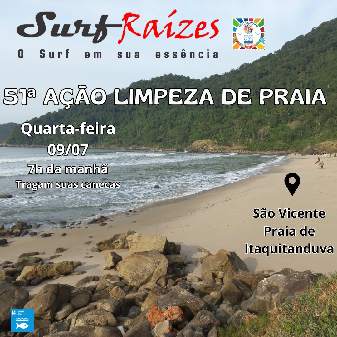 51ª Ação de Limpeza de Praia mobiliza voluntários na Praia de Itaquitanduva, em São Vicente