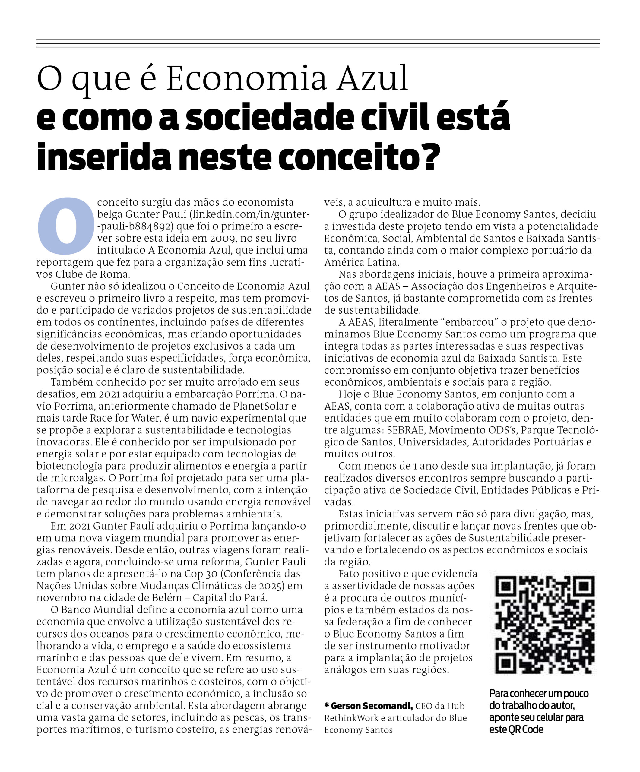 O que é Economia Azul e como a sociedade civil está inserida neste conceito?