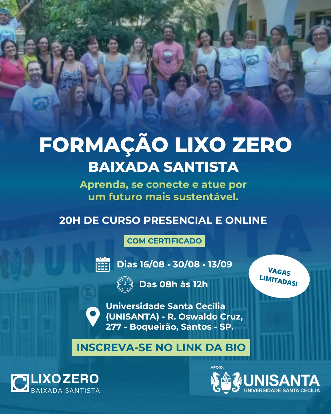 Formação Lixo Zero chega à Baixada Santista com curso híbrido e certificado para quem quer transformar o futuro