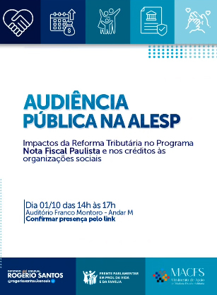 Audiência Pública sobre a Nota Fiscal Paulista: presença das OSCs é fundamental para o futuro do programa
