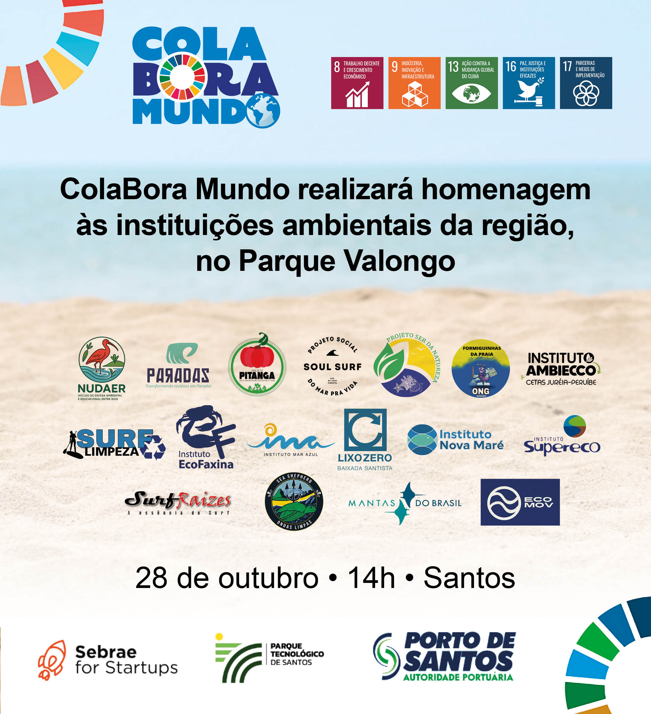 ColaBora Mundo realizará homenagem às instituições ambientais da região, no Parque Valongo