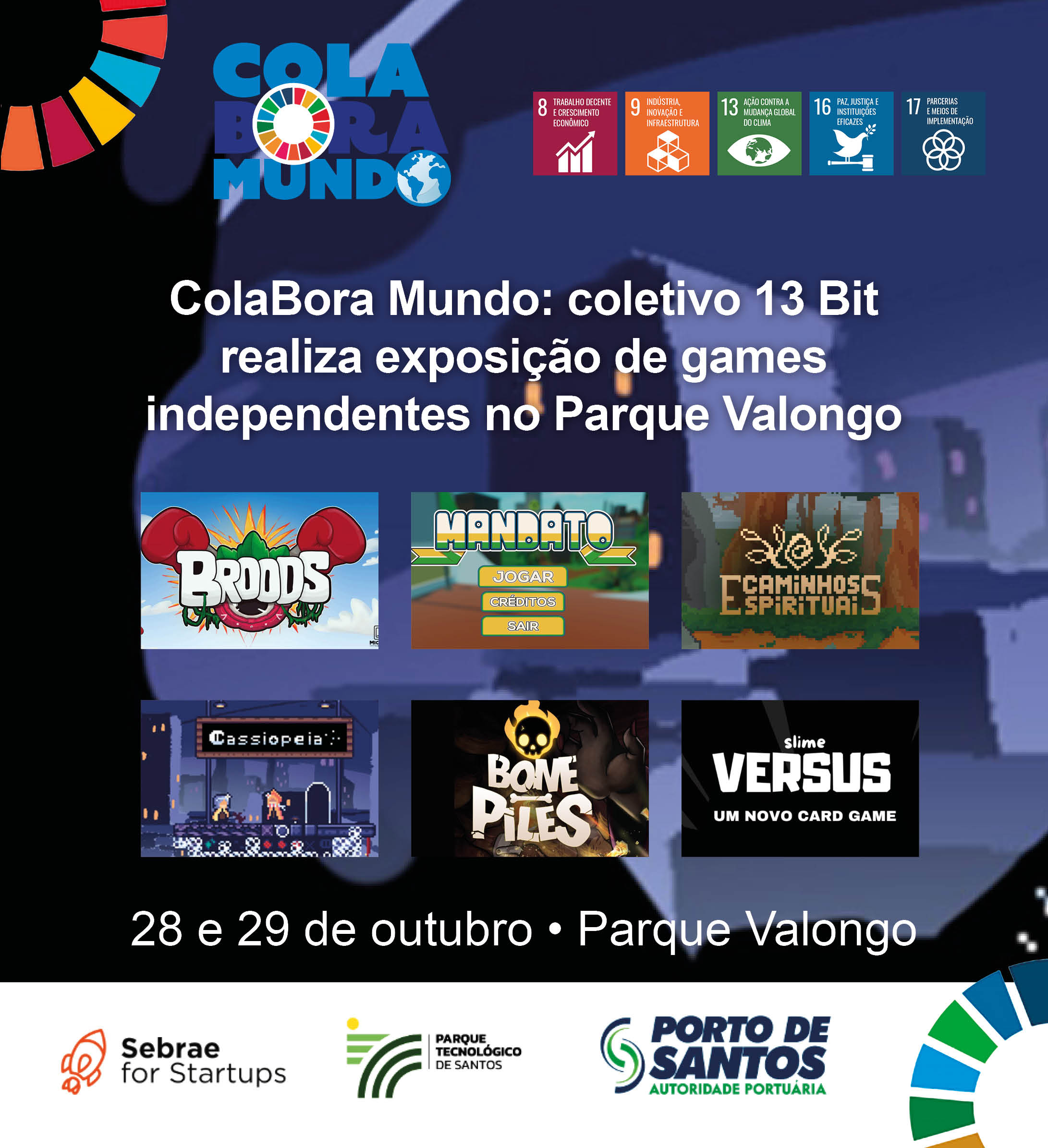 ColaBora Mundo: coletivo 13 Bit realiza exposição de games independentes no Parque Valongo