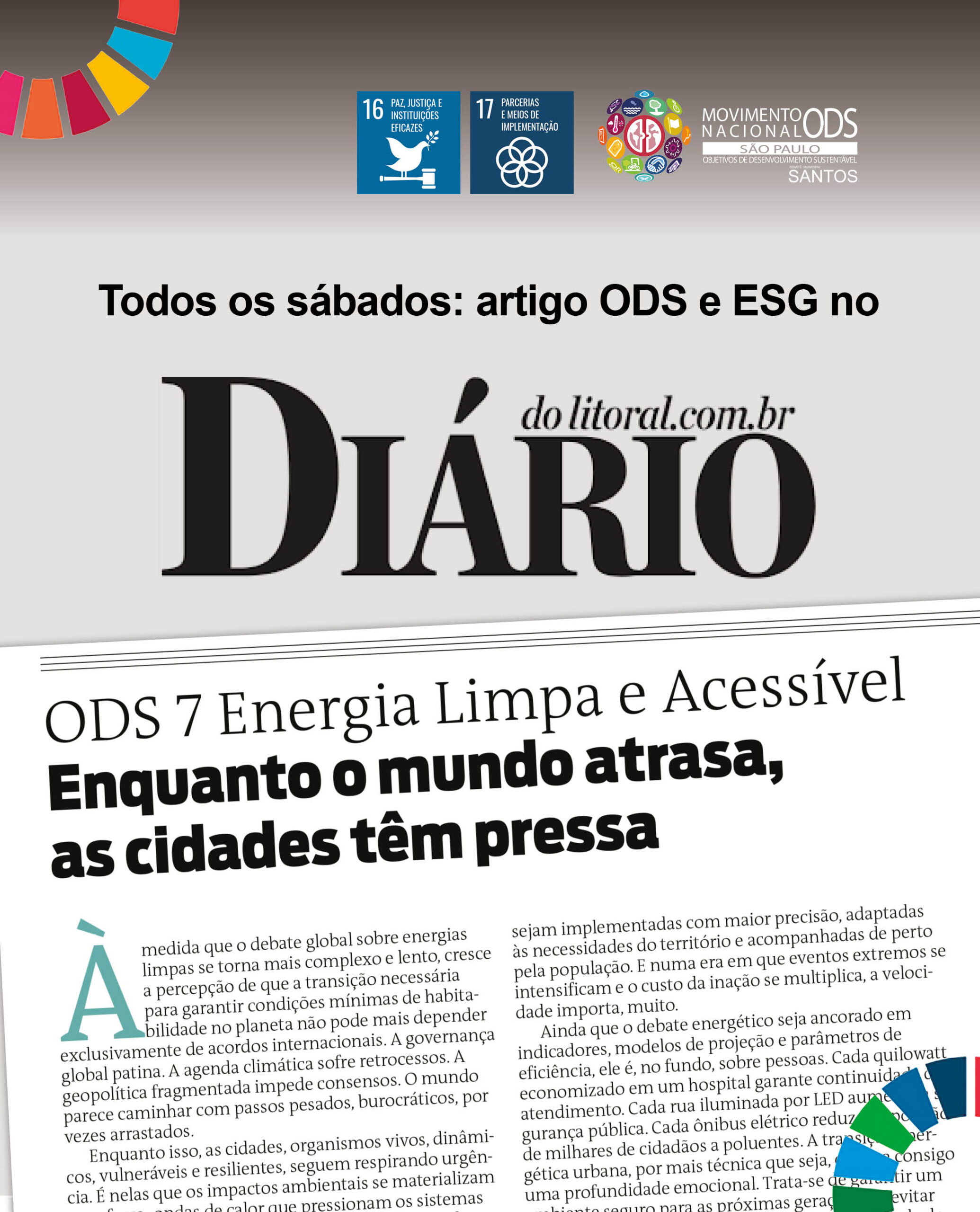 Artigo ODS no DL: Enquanto o mundo atrasa, as cidades têm pressa