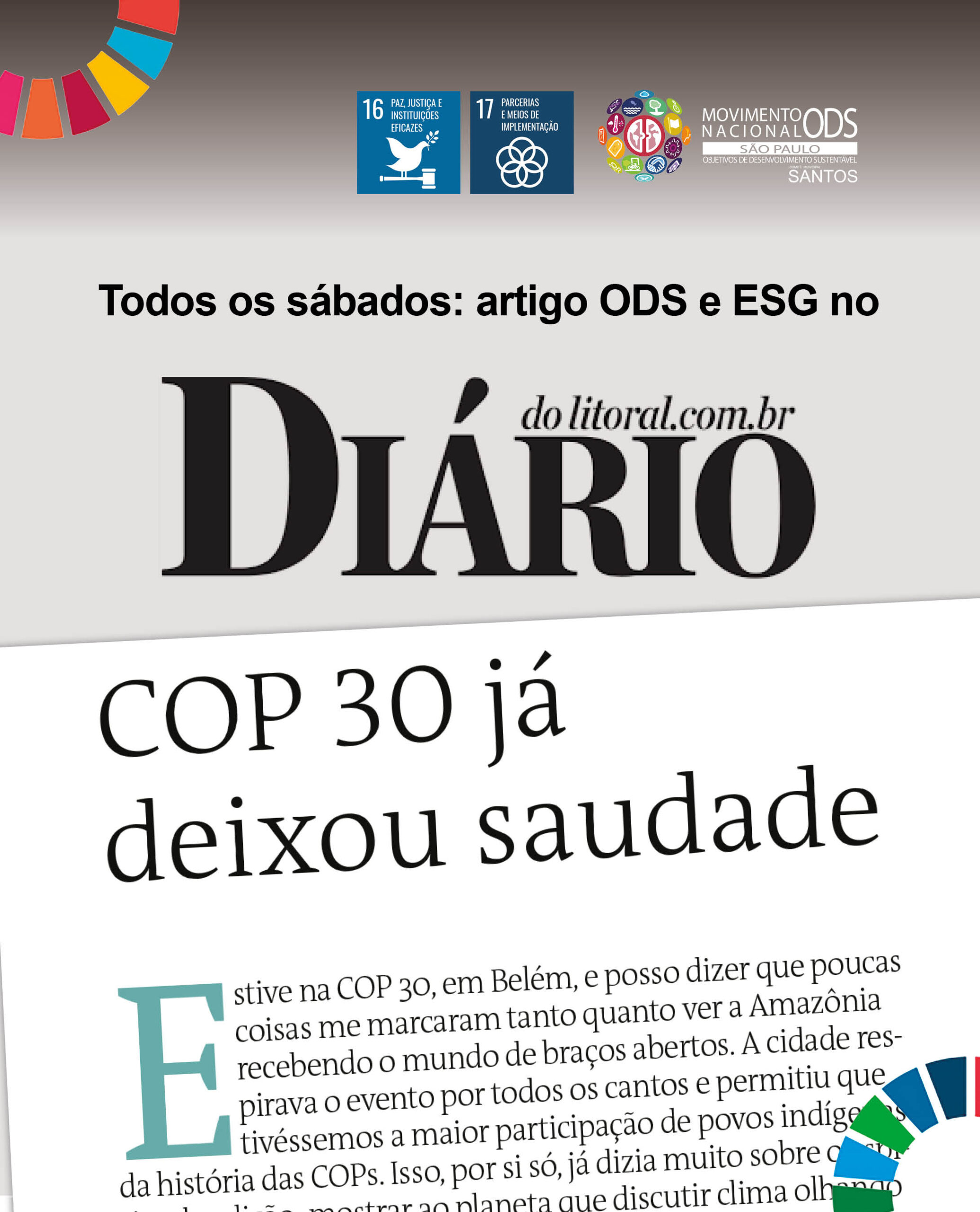 Artigo ODS no DL: Belém abriu as portas e a COP 30 já deixou saudade