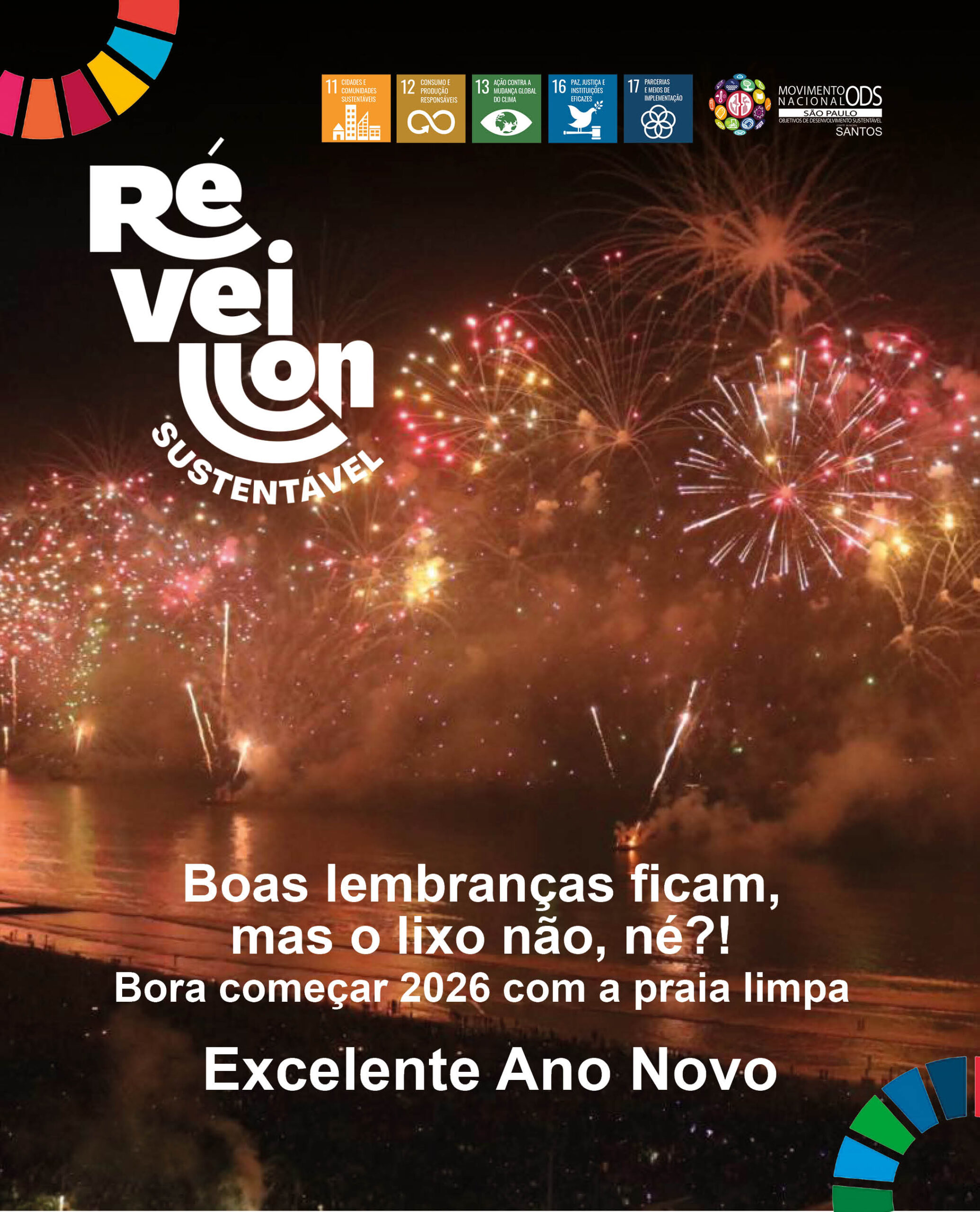 Réveillon com consciência: ODS Santos reforça campanha por praias limpas e destaca impacto econômico da reciclagem