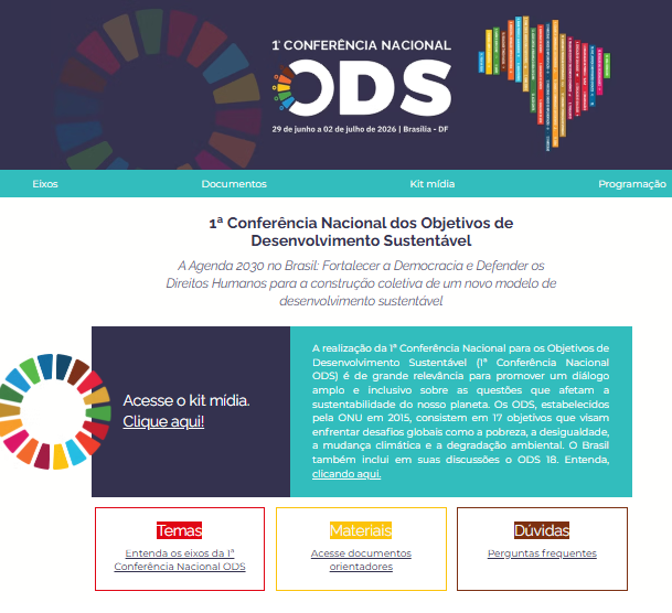 1ª Conferência Nacional dos Objetivos de Desenvolvimento Sustentável inicia mobilização pela Agenda 2030 no Brasil
