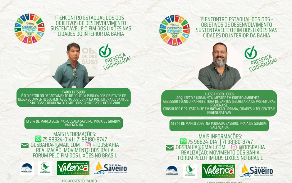 ODS Santos participa do 1º Encontro Estadual dos Objetivos de Desenvolvimento Sustentável (ODS) da Bahia