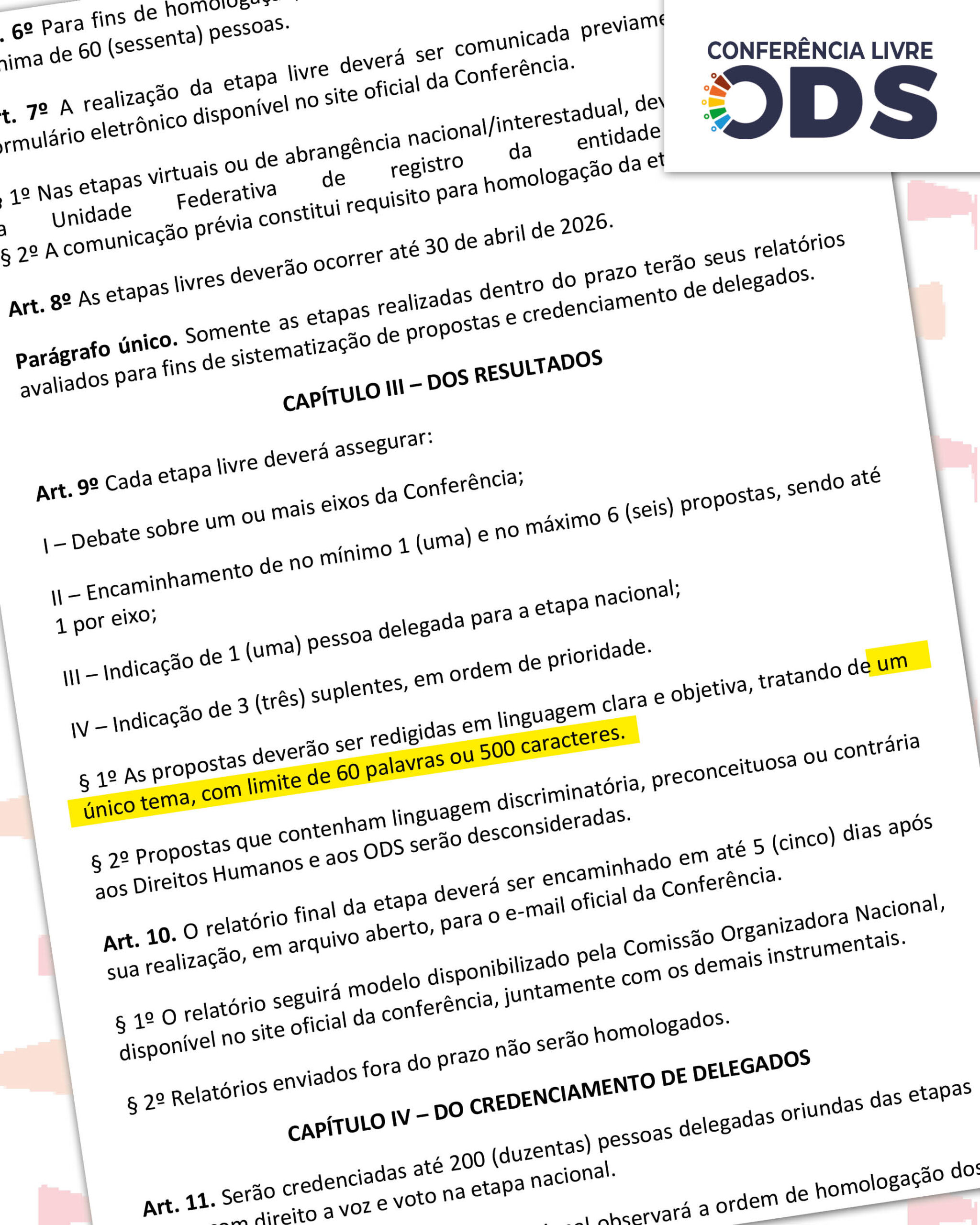 Confira o regramento para as propostas dos seis eixos da 1ª Conferência Nacional dos ODS