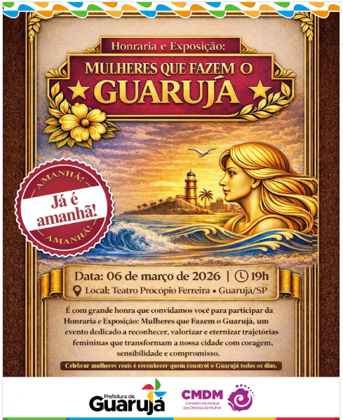 Evento celebra protagonismo feminino com honrarias e exposição no Guarujá